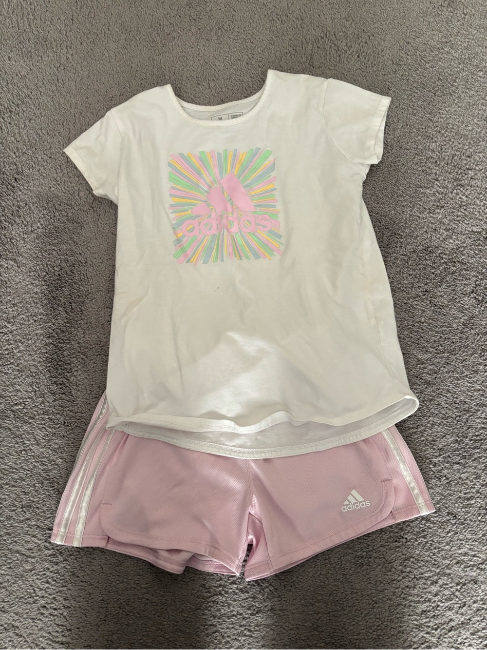 adidas Pink Girls Athletic Shorts - Light Pink
